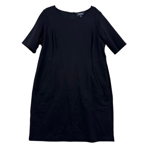 Lands' End Sheath Dress Womens Size 18 Black Ponte Knit Stretch Pockets Back Zip - Picture 1 of 10